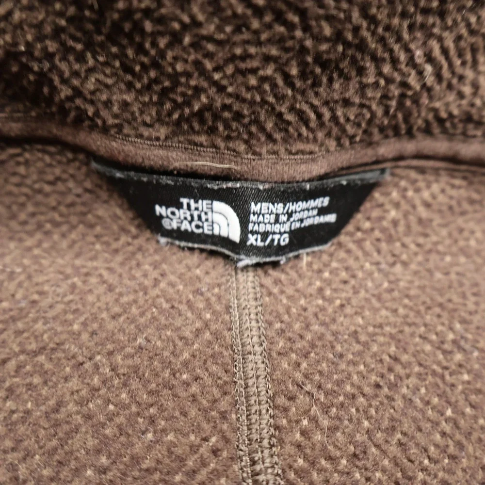 North Face Sweatshirt Mens XL Brown Fleece Textured Cap Rock 1/4 Zip Pullover